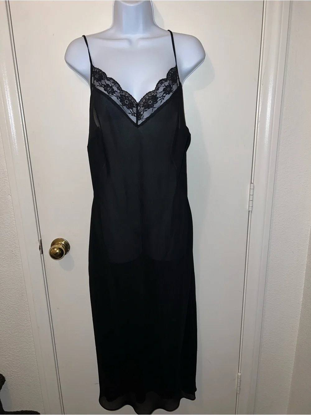 Silk Lane Bryant Black Lace-Trim Slip Dress